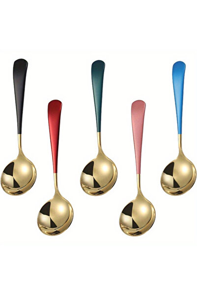 Choice1 5pcs A 5pcs Stainless Steel Spoon Creative Korean Style Home Western ...