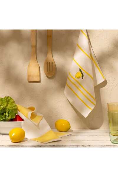 Evidea Soft Limon Desenli 2'li Kurulama Bezi - Beyaz - 30x50 cm