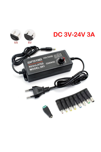 Choice EU Adapter with 9 Plug 3V-24V 3A AC Adjustable Power Supply DC with 9 ...