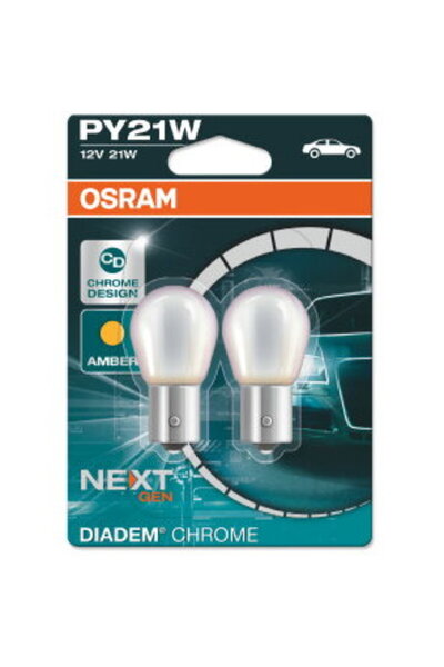 Osram Signal bulb PY21W-halogen, chrome color Socket: BAU15s, Power: 21W, Vol...
