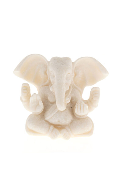meli melo Statueta decorativa Ganesha din piatra alba 9 cm