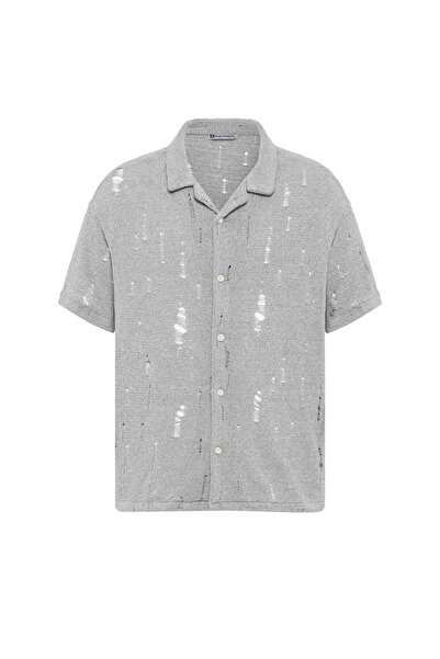 S13 Store Oversize Deliklı Triko Gömlek