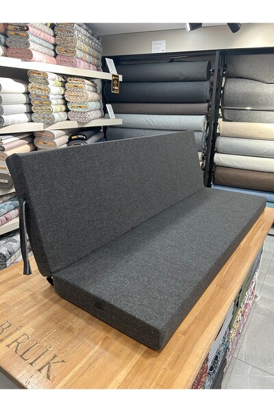 SOWSO Premium Salıncak Minderi 50x165x9 cm | Gri Sert Sünger | Keten Kumaş & ...