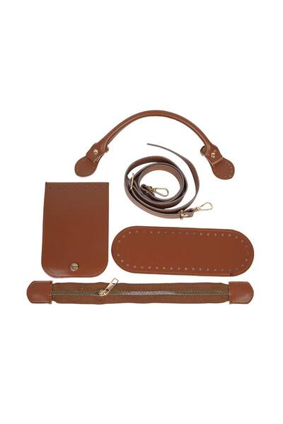 Ritzz Lc Style Faux Leather Bag Set with Gold Accessories - Tan