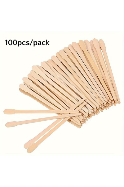 Choice1 A 1pack 100pcs Wooden Wax Sticks Disposable Hair Removal Wax Spatula ...