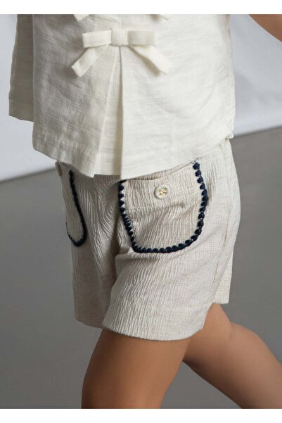MAYORAL Girl's Embroidery Detailed Shorts Cream