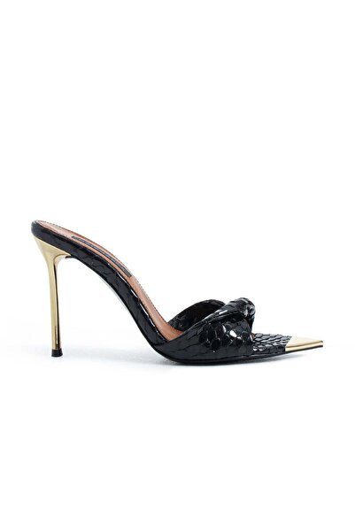 MaiaMarca Viola Heeled Slippers - Black