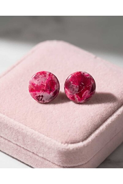 Dodemert Home Burgundy-Red Dot Polymer Clay & Epoxy Handmade Design Earrings