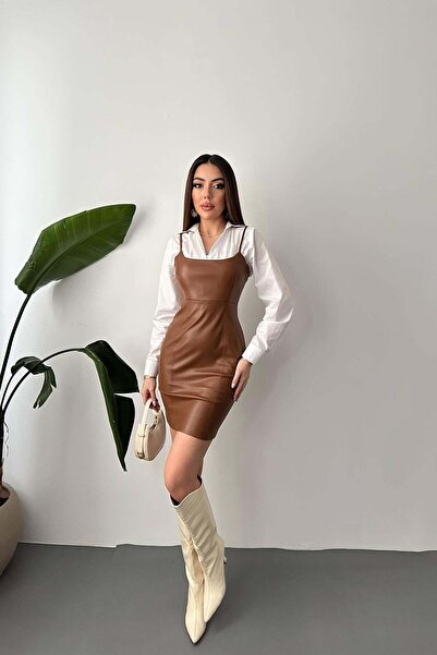 ozelia Brown Leather Dress