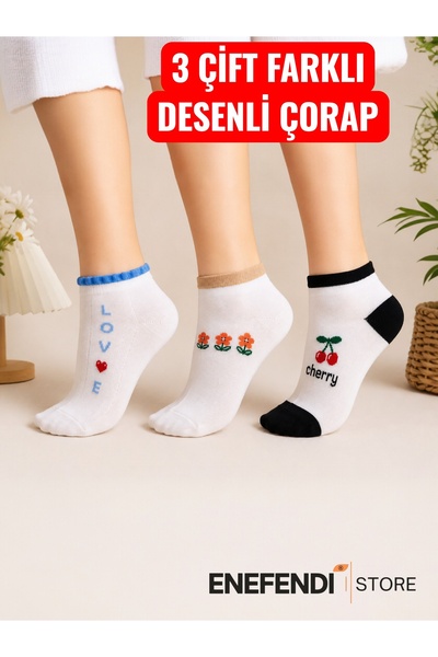 NF ND ENEFENDİ 3 PERECHI DE ȘOSEPETIȚE ✦   FĂRĂ CUSĂTURI ✦   Șosete scurte pe...