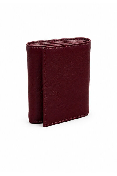Basics&More Zippered Three-Fold Burgundy Women's Wallet