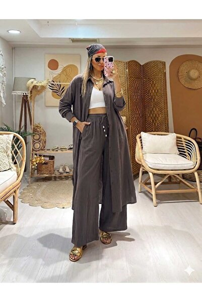 QUAWEAR Shirt with Side Slits, Long Tunic with Side Pockets, Elastic Waist, L...