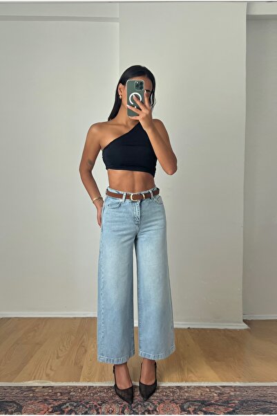 RMWEARCO Cropped Wide Leg Denim Pants