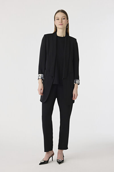 Zühre Shawl Collar Pocket Detailed Double Black Suit 1103