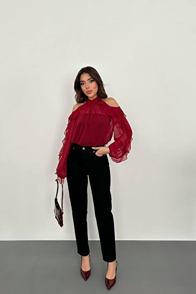 ozelia Black Pipe Leg Jeans Pants