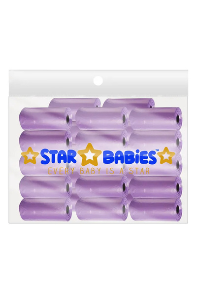 STAR BABiES حقيبة حفاضات معطرة - عبوة تحتوي على 25/375 كيس - برائحة اللافندر