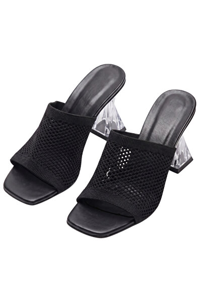 Barinoska Women's Knitwear Transparent Heeled Slippers 8 cm Jurdan Sole Styli...