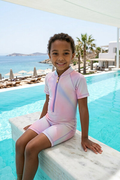 Colorinas Starwave Half Zipper Girls' Swimsuit