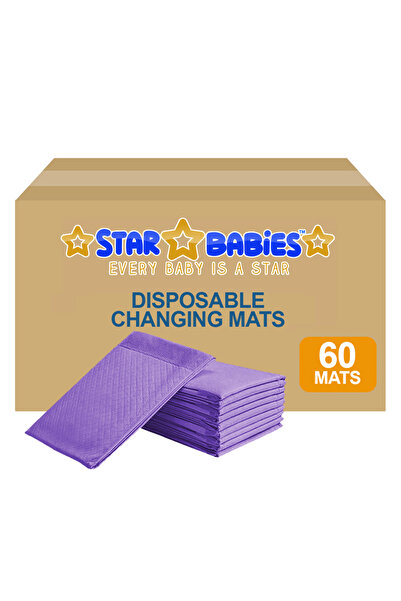 STAR BABiES عبوة تحتوي على 60 حصيرة تغيير حفاضات (45x60 سم) كبيرة الحجم، - لو...