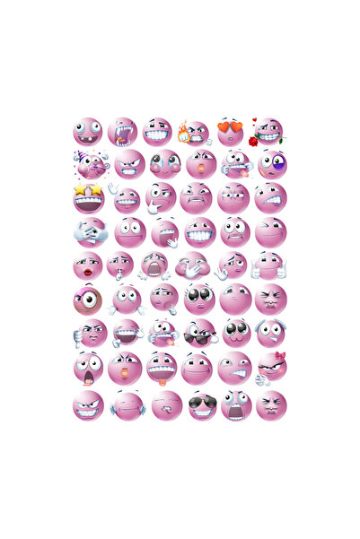 Ororabutik Set de 54 de autocolante emoji amuzante roz - Set de autocolante p...