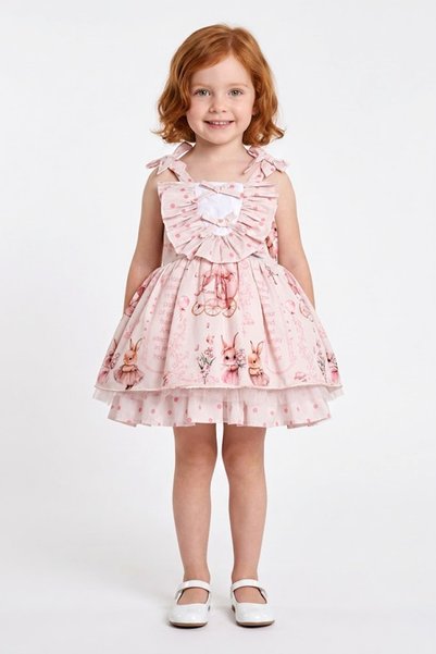 Baby Animals Baby Girl Birthday Party Wedding Dress Strapless Sleeveless Rabbit Polka Dot Tulle Lined