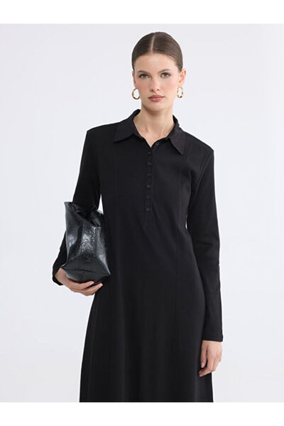 LC Waikiki Shirt Collar Waist-Slit Dress