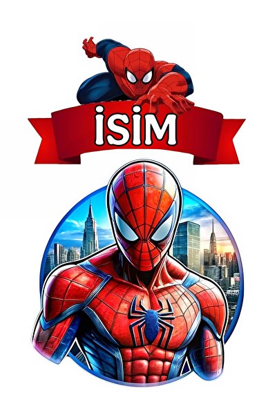 telaşe memuru İSİMLİ - Örümcek Adam Yenilebilir Pasta Süsü - Pasta Resmi Yeni...