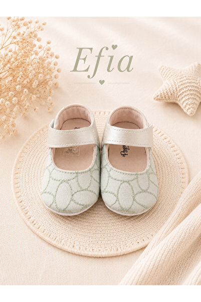 Efia Baby Bebek Babet Ayakkabı,İlkadım,Simli Patik Süslü Bebek Ayakkabısı