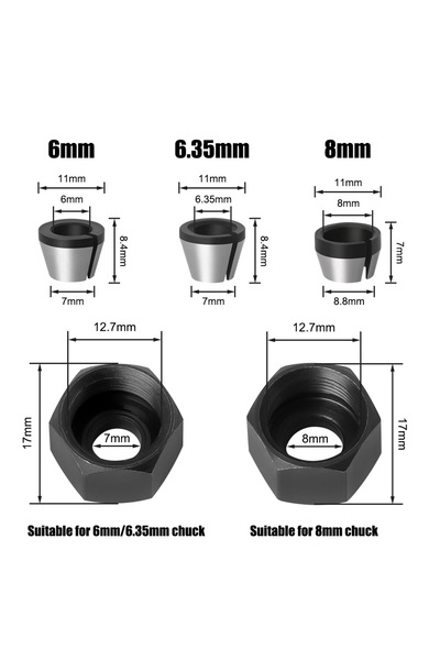 Choice 5pcs 5Pcs Woodworking Router Bit Trimming Machine Collet Set with Conv...