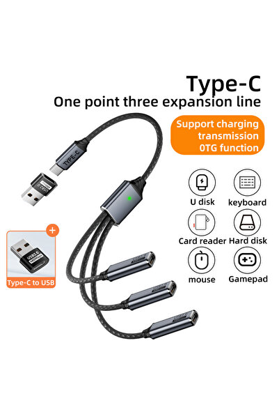 Choice3 محول 3 في 1 من نوع C-ZJX-ZJT، كابل توسعة USB A و Type C متعدد المنافذ...