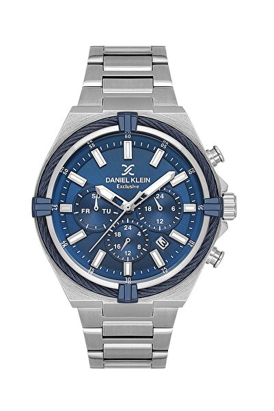 Daniel Klein Dial Navy Blue Band Silver Color 44 mm Gift Boxed Internal Indic...