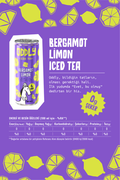 ODDLY Yeni Bergamot & Limon Ice Tea 250 Ml 8li
