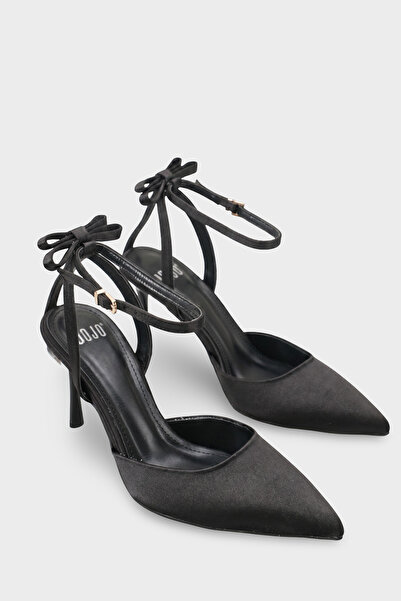 LOJO Women's Pointed Toe Ankle Strap Heeled Shoes Bales Black