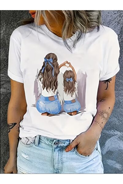 puolikuu Tricou unisex cu croială confortabilă, cu panglică și imprimeu dublu