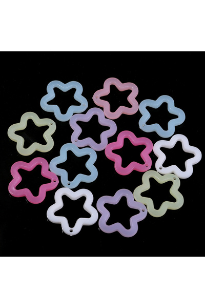 Choice1 Style 1 30pcs/lot Colorful Acrylic Star Pendants 30mm Hollow Stars Ch...