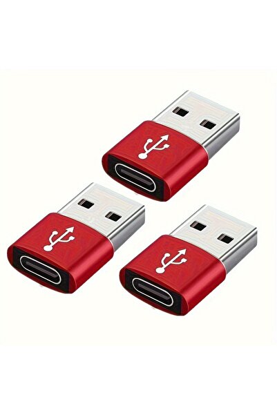 Choice3 3 قطع محول شحن USB 2.0 إلى Type-C OTG باللون الأحمر، موصل من النوع C ...