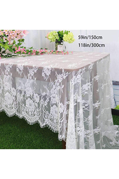 Choice WHITE Antique Embroidered Lace Tablecloth Solid Color Elegant Flower C...