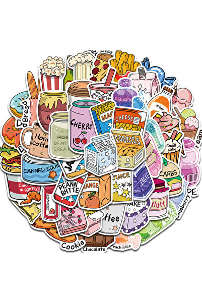 Choice ملصقات كرتونية بيضاء 50 قطعة بتصميم نوادي الوجبات الخفيفة للوح التزلج ...