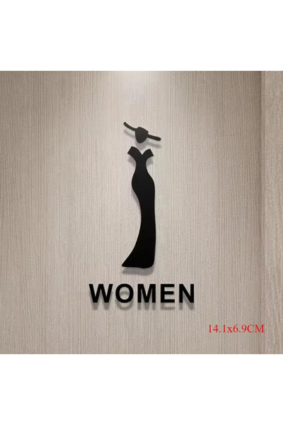 Choice8 HELLOYOUNG TY8083-01-WOMEN Sleek Black Floating Bathroom Sign - Moder...