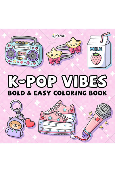 Choice MULTI K-POP VIBES Bold-easy Patterns Coloring Book for Adults Cute Dra...