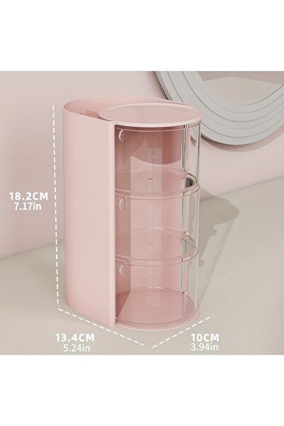 Choice 3-Layer Pink Rotating Cosmetic Storage Box, Used for Storing Makeup Br...
