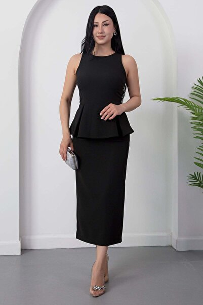 PULLIMM Crew Neck Strap Flounce Dress Dks1002