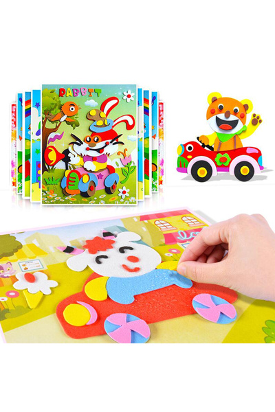 Choice 5Pcs 10/5Pcs 3D EVA Foam Sticker Puzzle Game DIY Cartoon Animal Learni...