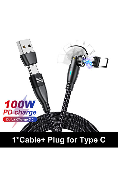 Choice1 كابل USB نوع C مغناطيسي أسود بطول 1.8 متر، 100 واط، 5 أمبير، شحن سريع...