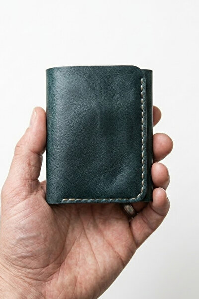 Huggy Craft Crazy Horse Deri Üç Katlı Cüzdan – Petrol Yeşili