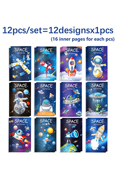 Choice1 12pcs-Space-JS015 12/24pcs Space Theme Notebook Astronaut Rocket Patt...