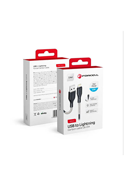 Forcell Carbon kabel USB A do iPhone Lightning 8-pin 2,4A CB-01A czarny 1 metr