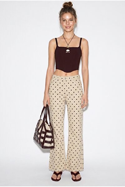 Bianco Lucci Women's Polka Dot Mini Bell Mid Waist Denim Pants 1055 60286291