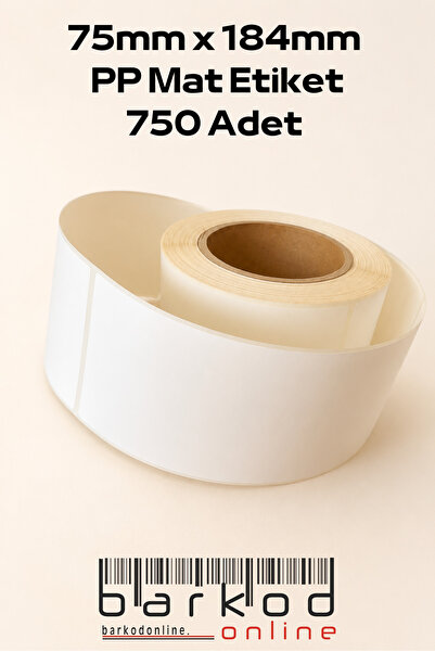 Barkodonline 184x75 mm Polipropilen Rulo Etiket 750 Adet Neme Dayanıklı