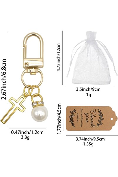 choice2 24sets MULTI 10/12/24sets Elegant Cross Keychains with Pearls Thank Y...